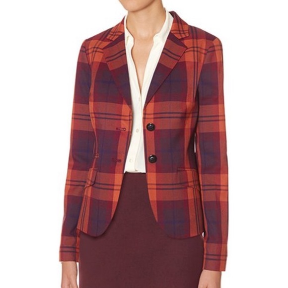 The Limited Jackets & Blazers - The Limited Berry Plaid Two Button Blazer